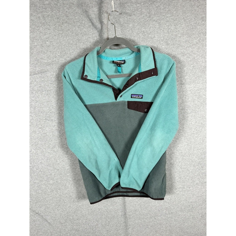 Patagonia Womens XS Lightweight Synchilla Snap-T Fleece Pullover Teal Gray 25455